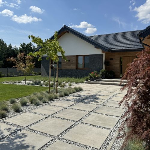 Nowoczesny ogród o układzie mieszanym, Stanisławów k. Ślesina